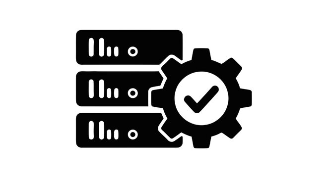 Vector illustration of server maintenance icon, server configuration and optimization symbol on a transparent background