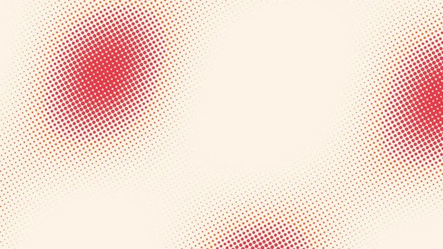 Abstract seamless loop of pulsating halftone dot circles on cream background