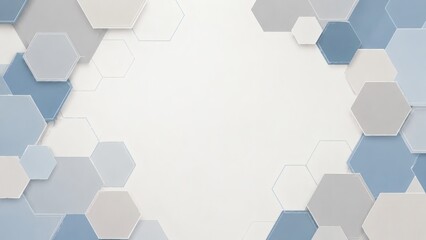Fototapeta premium Abstract commercial background with blue, grey and white hexagons pattern