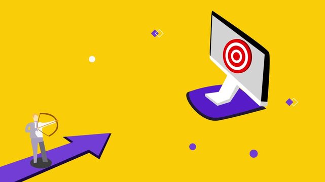 Minimal computer monitor target arrow shape animation