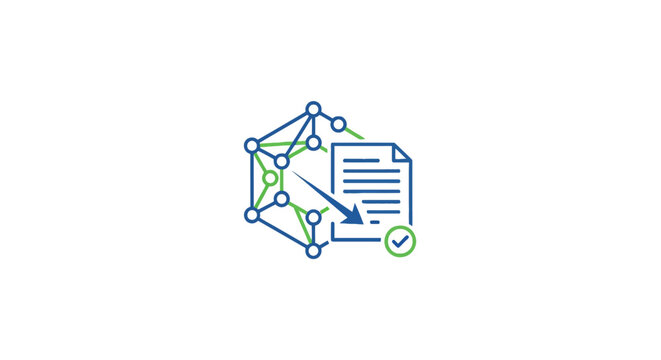 Data validation icon with document and geometric frame.