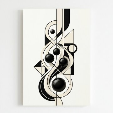 Abstract black and white geometric shapes art design
