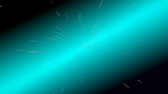 Abstract seamless loop of neon warp speed lines on cyan background
