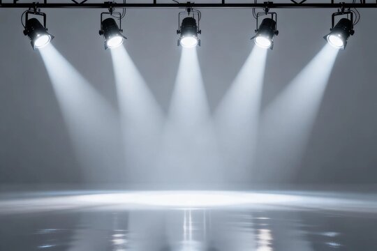 Spotlights Illuminate Empty Stage