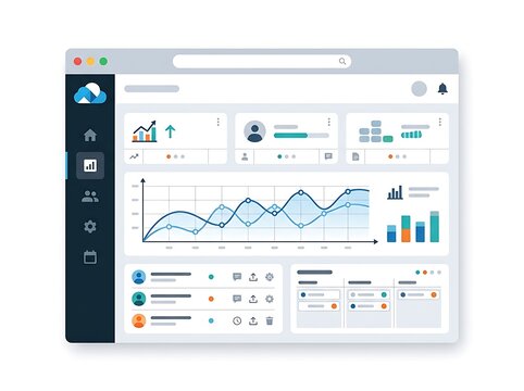 Modern business analytics dashboard interface with data visualization