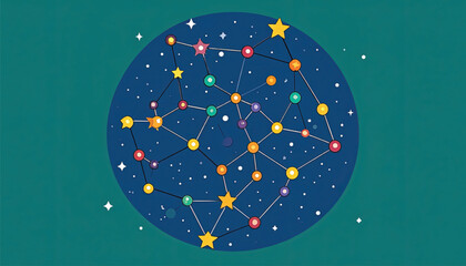 Fototapeta premium Star Constellation Night Sky Map Illustration.