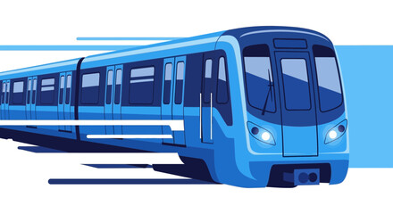 Modern Blue Electric Train Moving Fast on Tracks with Abstract Lines © ismatul