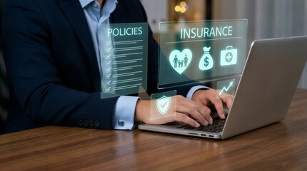Fototapeta premium Businessman managing digital insurance policies and family health coverage plans on a tablet to oversee employee wellness benefits. vor 5 Tagen eingereicht