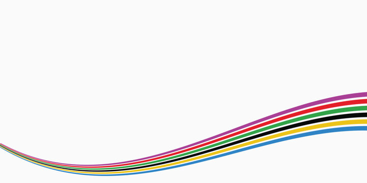 abstract wavy stripes with the colors of Paris Olympics games 2025 . vector illustration