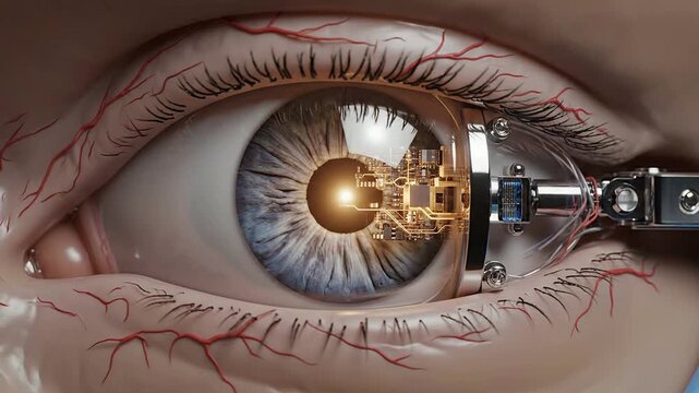 Advanced Bionic Eye Design Featuring Organic Tissue and Translucent Glass for Healthcare Innovation in Vision Technology