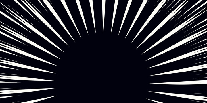Radial speed lines illustration black and white comic effect