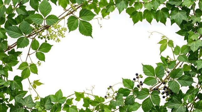 Green leaves of a growing Cayratia trifolia vine, isolated.