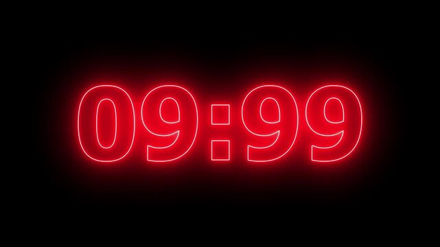 Neon 15 Seconds Timer Countdown Animation with Glowing Futuristic Digital Clock, Cyber HUD Interface, Sci-Fi Technology Background, Modern Time Counter Motion Graphics Loop