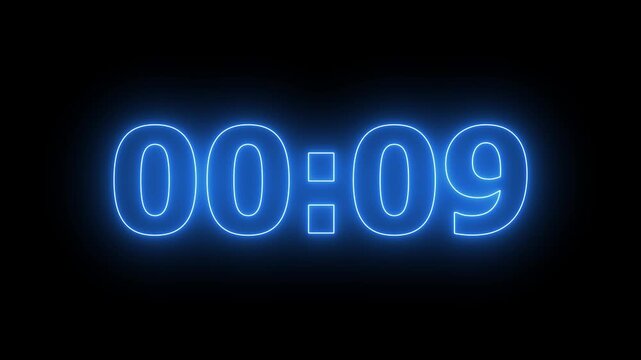 Neon 05 Seconds Timer Countdown Animation with Glowing Futuristic Digital Clock, Cyber HUD Interface, Sci-Fi Technology Background, Modern Time Counter Motion Graphics Loop
