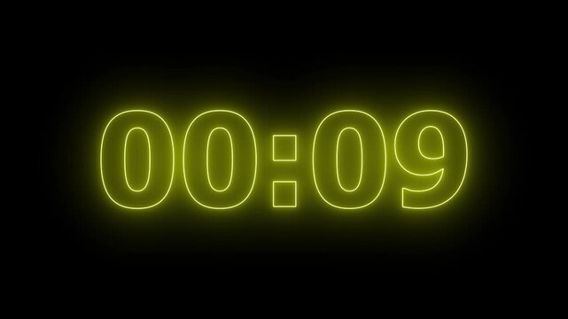Neon 05 Seconds Timer Countdown Animation with Glowing Futuristic Digital Clock, Cyber HUD Interface, Sci-Fi Technology Background, Modern Time Counter Motion Graphics Loop