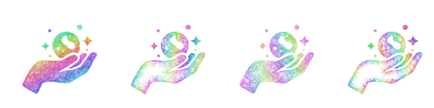 Multicolor sketch mana control icon design set