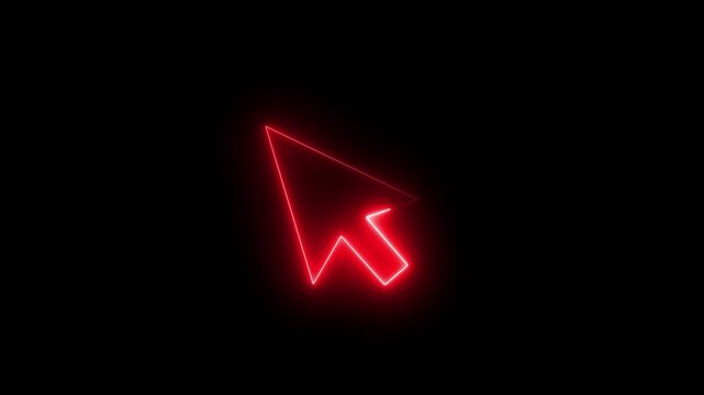 Glowing neon line arrow mouse pointer cursor icon with animated click. mouse pointer cursor clicking with gesture spark icon