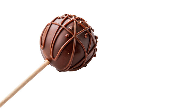 Sweet round chocolate cake pop lollipop on stick isolated on a transparent background dessert confectionery
