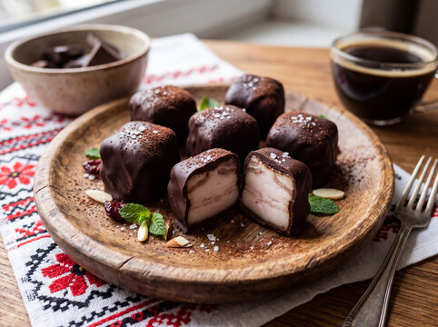 Chocolate-covered lard extraordinary Ukrainian dessert salo in chocolate