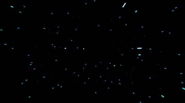 Abstract Digital Light Particles: A dark, cosmic expanse filled with countless tiny, glowing digital light particles, creating a sense of infinite space and futuristic technology.