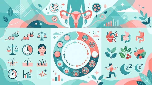 Women health wellness and menstrual cycle icons set
