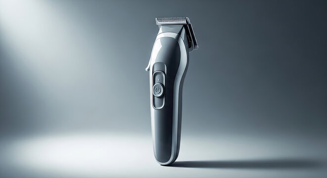Vertical professional hair clipper standing in spotlight