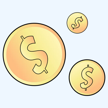 Gold dollar coins vector illustration for financial business icon and money savings concept