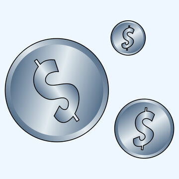 Silver dollar coins vector illustration for financial business icon and money savings concept