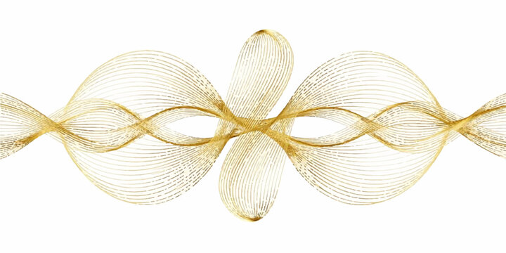 Golden ribbon bow isolated on white background for Christmas gift decoration, holiday celebration and birthday present, elegant gold ornament concept