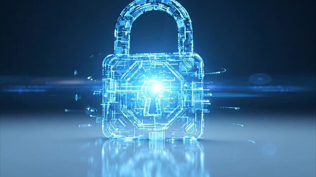 Digital Lock Visual Concept Digital lock symbolizing online security.  commercial creative background modern professional stock footage