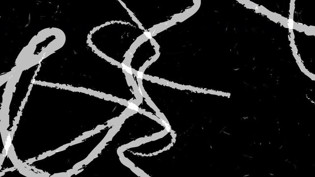 Doodle noise on old damaged film with kinetic white scribbles