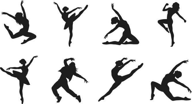 Elegant Dance Silhouette Collection with Ballet Contemporary and Performance Poses