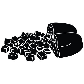 Diced bell pepper and halves vector illustration, silhouette food line art graphic.