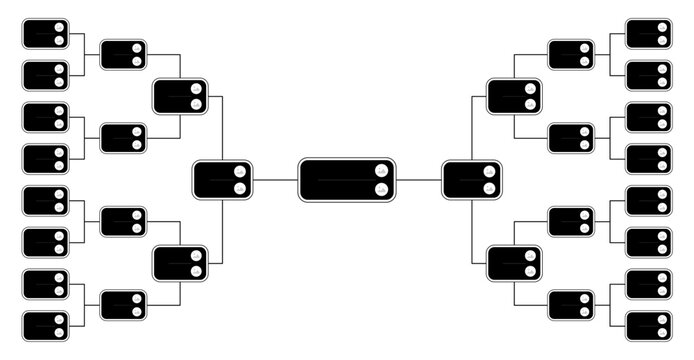 Soccer tournament bracket playoff grid template. Championship knockout scheme, sports game competition infographic layout, graphic element. Editable vector on transparent background