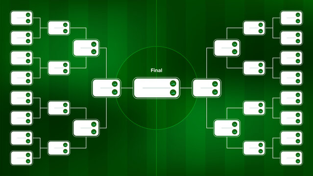 Soccer tournament bracket playoff grid template. Football championship knockout scheme, sports game competition infographic layout, and graphic element. Editable vector illustration