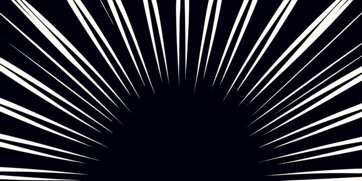Radial speed lines illustration in black and white dynamic comic effect