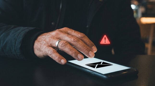 Phishing Email Warning on Smartphone