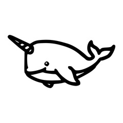 minimalist cute narwhal whale bold line art illustration © Zen20