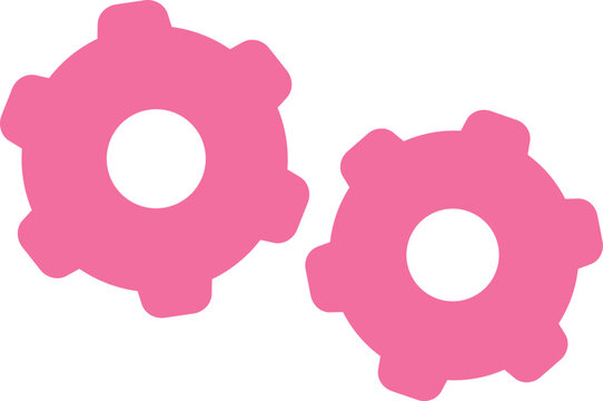 Two pink gear wheels interlocking