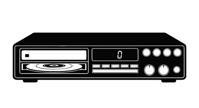 Vector illustration of vector illustration of a vintage cd player on a transparent background