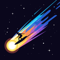 Surfer Riding a Meteorite Through Space © ahmad