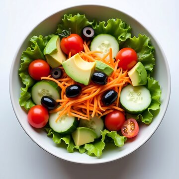 Healthy Fresh Garden Salad with Tomato Cucumber Lettuce and Olives