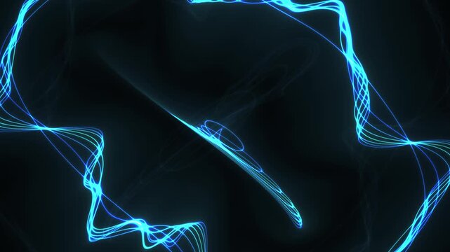 Abstract luminous blue energy streams weave intricate patterns across a dark cosmic expanse, evoking feelings of advanced technology, digital flow, and futuristic concepts within a vibrant