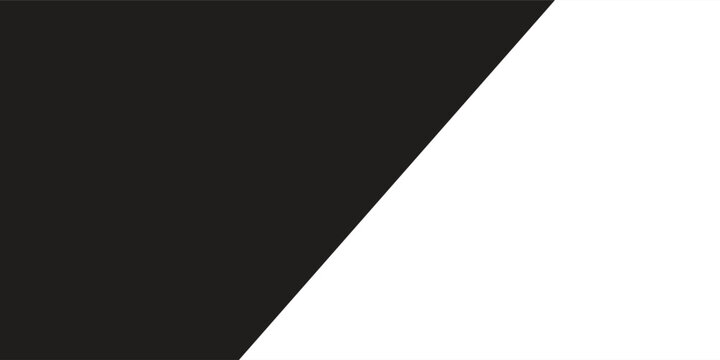 Minimalist black and white diagonal split background. Abstract contrast geometric backdrop with copy space for modern banner, poster, and presentation design.