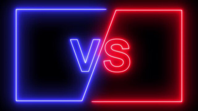VS versus bars neon glowing animated. Versus vs bars icon. vs game match team challenge sign symbol. Competition vs match game, battle vs sport.