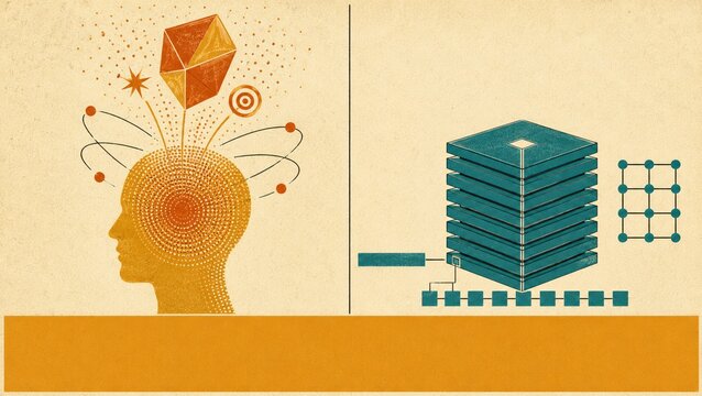 Human Mind and Data Stack Illustration for Technology Background