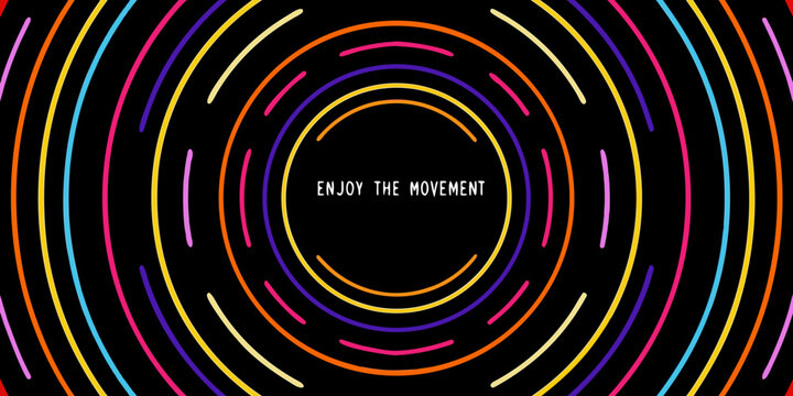 Concentric circles pattern with vibrant neon colors on black background