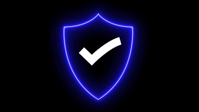 Safe Security Guard Icon Animation. Shield and white check mark icon animation,  shield icon with a check mark inside symbolizing security and approval. technology and safety concept.