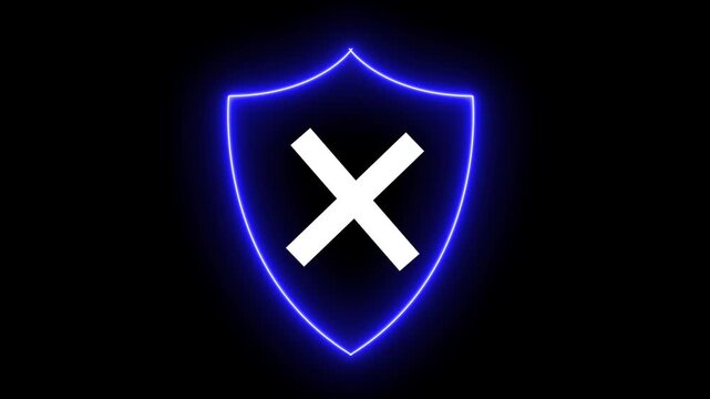 Cross icon inside neon shield icon. Medical shield with a plus sign icon, red shield with a central plus sign, cross icon