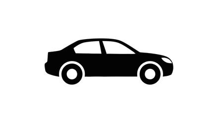 Fototapeta premium Vector illustration of black silhouette of a sedan car icon on a transparent background
